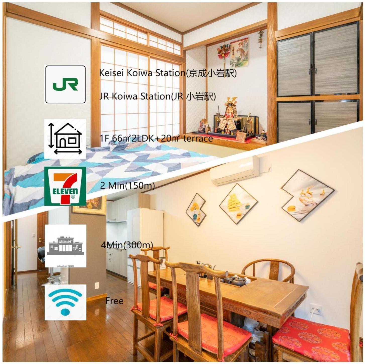 Jr 66Sqm 1F Family Suite 2Ldk Jr Koiwa-Keisei Koiwa-Asakusa-Oshiage-Shinjuku-Ueno Токио Экстерьер фото